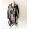 Damen Grenze Plaid Winter Poncho Schal